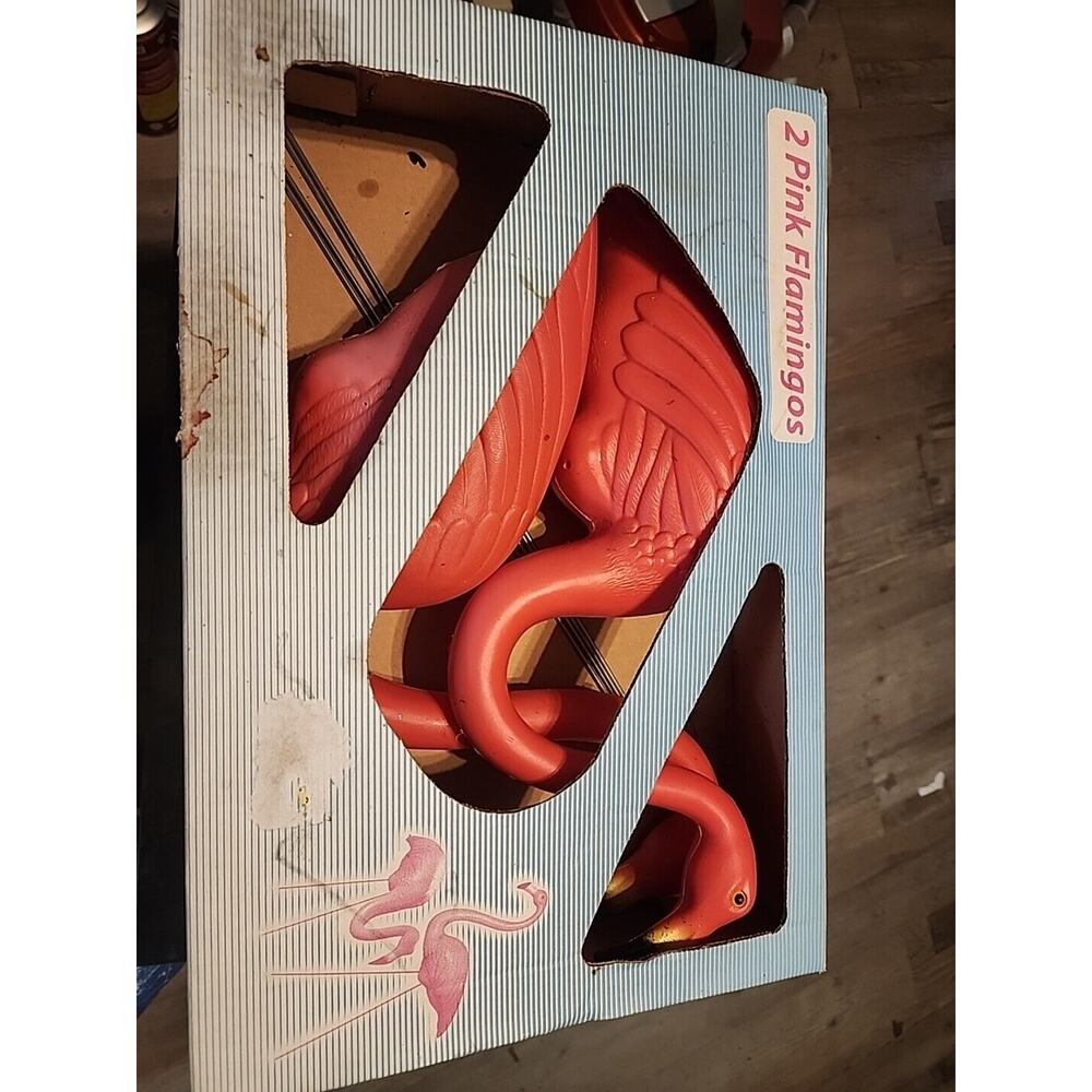 Vintage Don Featherstone Pink Flamingo Blow Mold Set Of 2 - Union Products New